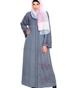 Modest Forever  Grey Embroidered Satin Stitched Islamic Abaya