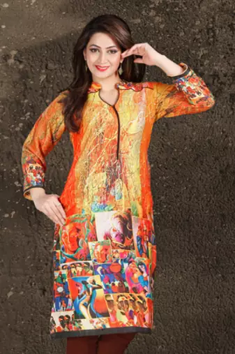 Digital Printed Multi Colour Pashmina Kurti