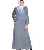 Modest Forever  Grey Embroidered Satin Stitched Islamic Abaya