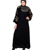 Modest Forever  Black Embroidered Satin Stitched Islamic Abaya