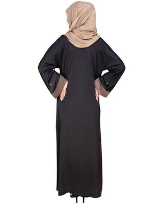 Modest Forever  Grey Plain Satin Nida Stitched Islamic Abaya 4