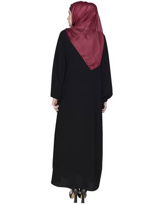 Modest Forever  Multicolor Plain Nida Stitched Islamic Abaya 4