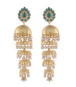 Turquoise And Golden Dangle Earring