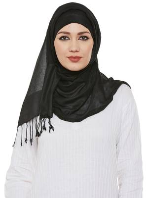 Black Viscose Islamic Hijab Head Scarf 1