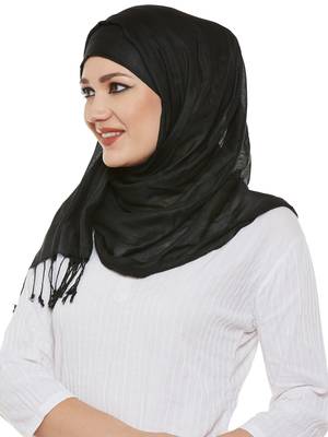 Black Viscose Islamic Hijab Head Scarf 2