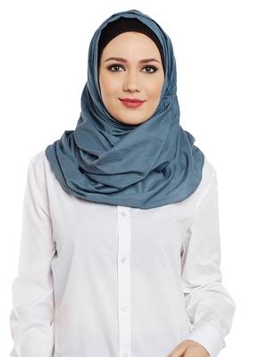 Blue Cotton Islamic Hijab Head Scarf 1