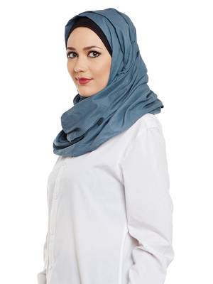 Blue Cotton Islamic Hijab Head Scarf 2