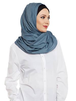 Blue Cotton Islamic Hijab Head Scarf 3