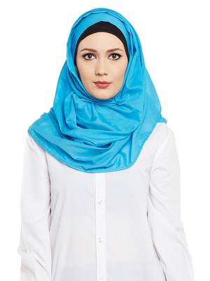 Blue Cotton Islamic Hijab Head Scarf 1