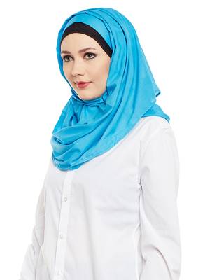 Blue Cotton Islamic Hijab Head Scarf 2
