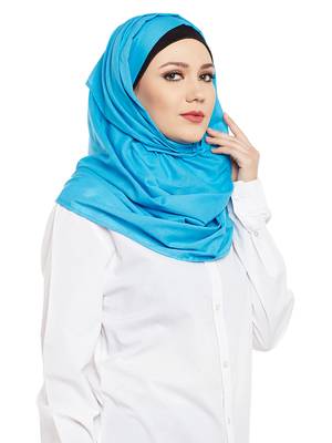 Blue Cotton Islamic Hijab Head Scarf 3