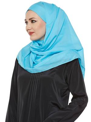 Blue Cotton Islamic Hijab Head Scarf 1