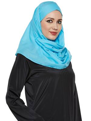 Blue Cotton Islamic Hijab Head Scarf 2