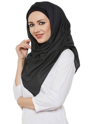 Black Cotton Islamic Hijab Head Scarf 2