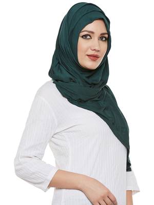 Dark Green Viscose Islamic Hijab Head Scarf 3