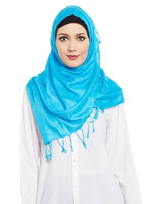 Blue Viscose Islamic Hijab Head Scarf 1
