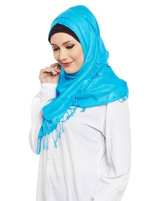 Blue Viscose Islamic Hijab Head Scarf 2