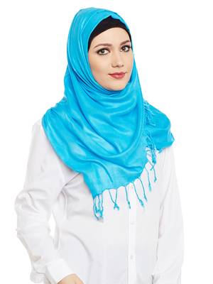 Blue Viscose Islamic Hijab Head Scarf 3