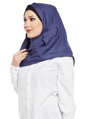 Navy Blue Cotton Islamic Hijab Head Scarf 2