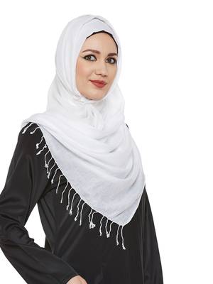 White Viscose Islamic Hijab Head Scarf 3