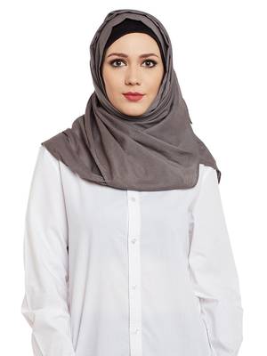 Grey Cotton Islamic Hijab Head Scarf 1