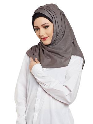 Grey Cotton Islamic Hijab Head Scarf 2