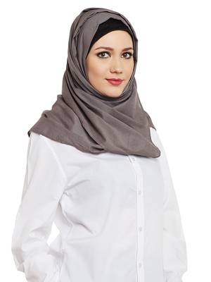 Grey Cotton Islamic Hijab Head Scarf 3