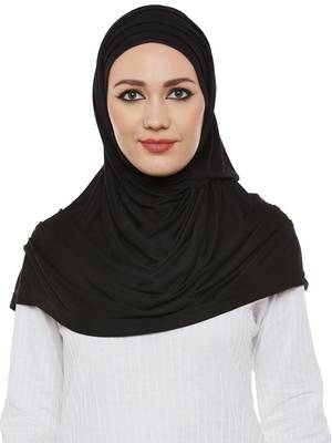 Black Viscose Islamic Hijab Head Scarf 1