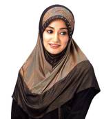 Golden Stretchble Polyester Handwork Hijab