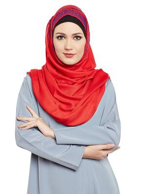 Red Viscose Islamic Hijab Head Scarf 1