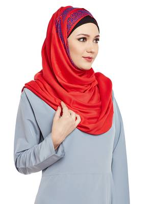 Red Viscose Islamic Hijab Head Scarf 3