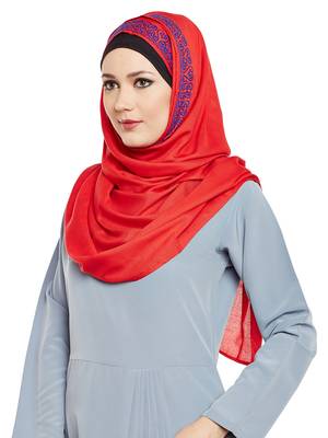 Red Viscose Islamic Hijab Head Scarf 4