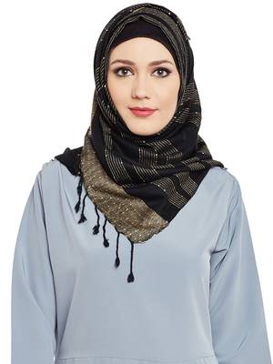Black Viscose Islamic Hijab Head Scarf 1