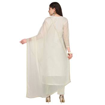 Cream Embroidered Cotton Salwar With Dupatta 2