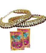 Ethnic Kundan Brass Payal Anklet N Holi Gulal Gift