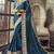 Peacock Blue Embroidered Banglori Silk Saree With Blouse