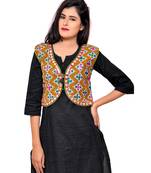 Black Kutchi Embroidered Cotton Blend Short Jacket Women Ethnic Wear