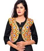 Yellow Kutchi Embroidered Cotton Blend Short Jacket Women Ethnic Wear