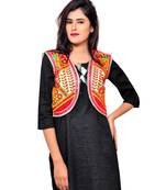 White Kutchi Embroidered Cotton Blend Short Jacket Women Ethnic Wear