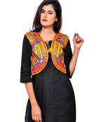 Yellow Kutchi Embroidered Cotton Blend Short Jacket Women Ethnic Wear