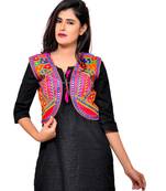 Pink Kutchi Embroidered Cotton Blend Short Jacket Women Ethnic Wear