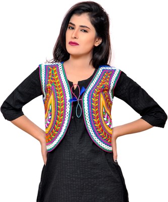 Blue Kutchi Embroidered Cotton Blend 