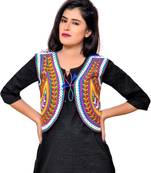 Blue Kutchi Embroidered Cotton Blend Short Jacket Women Ethnic Wear