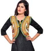 Yellow Kutchi Embroidered Cotton Blend Short Jacket Women Ethnic Wear