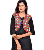 Blue Kutchi Embroidered Cotton Blend Short Jacket Women Ethnic Wear