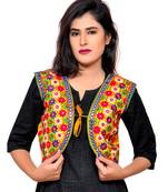 Yellow Kutchi Embroidered Cotton Blend Short Jacket Women Ethnic Wear