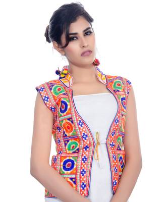 White Kutchi Embroidered Dupion Silk Waist Length Jacket Women Ethnic Wear 1