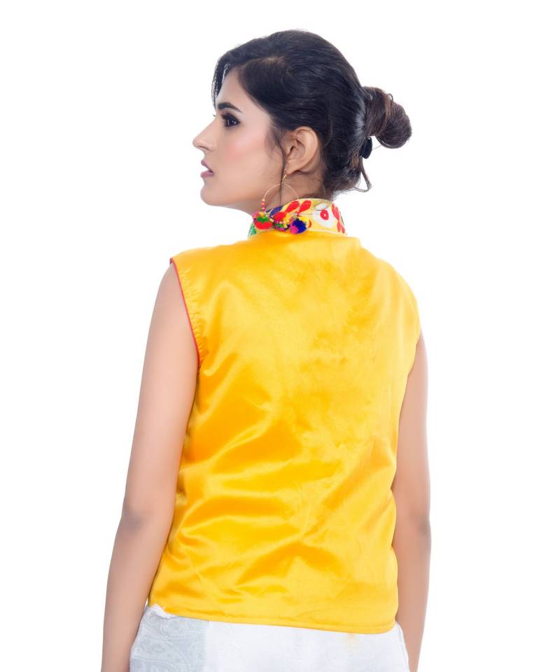 Dupion Silk Kutchi Embroidered Waist Length Jacket/Koti/Shrug (Chakachak) - MJK-CHK01