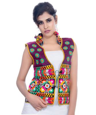 Black Kutchi Embroidered Dupion Silk Waist Length Jacket Women Ethnic Wear 1