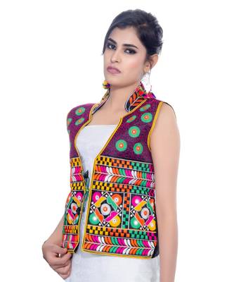 Black Kutchi Embroidered Dupion Silk Waist Length Jacket Women Ethnic Wear 4